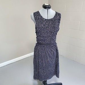 Anthropologie Postage Stamp womens size L swiss dot navy sleeveless midi dress